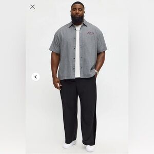 SAINTS STUDIO Custom Motors Men's Black and White Checkered  Shirt,Size 2XL,NWT